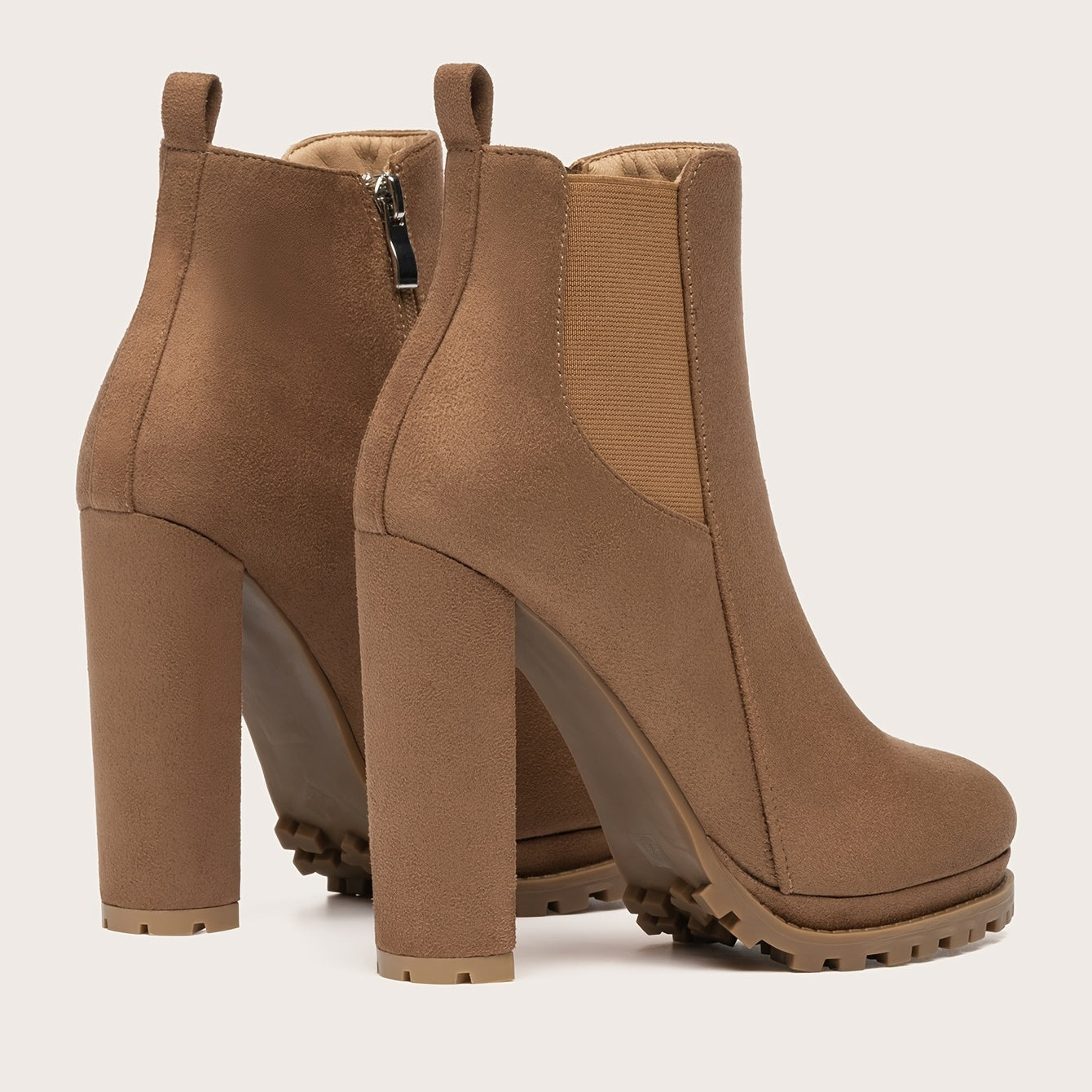 Stylish Pointed Toe Ankle Boots - Chunky Heeled, Platform, Side Zipper, Tound Toe, Comfortable Women's Footwear for Everyday Wear