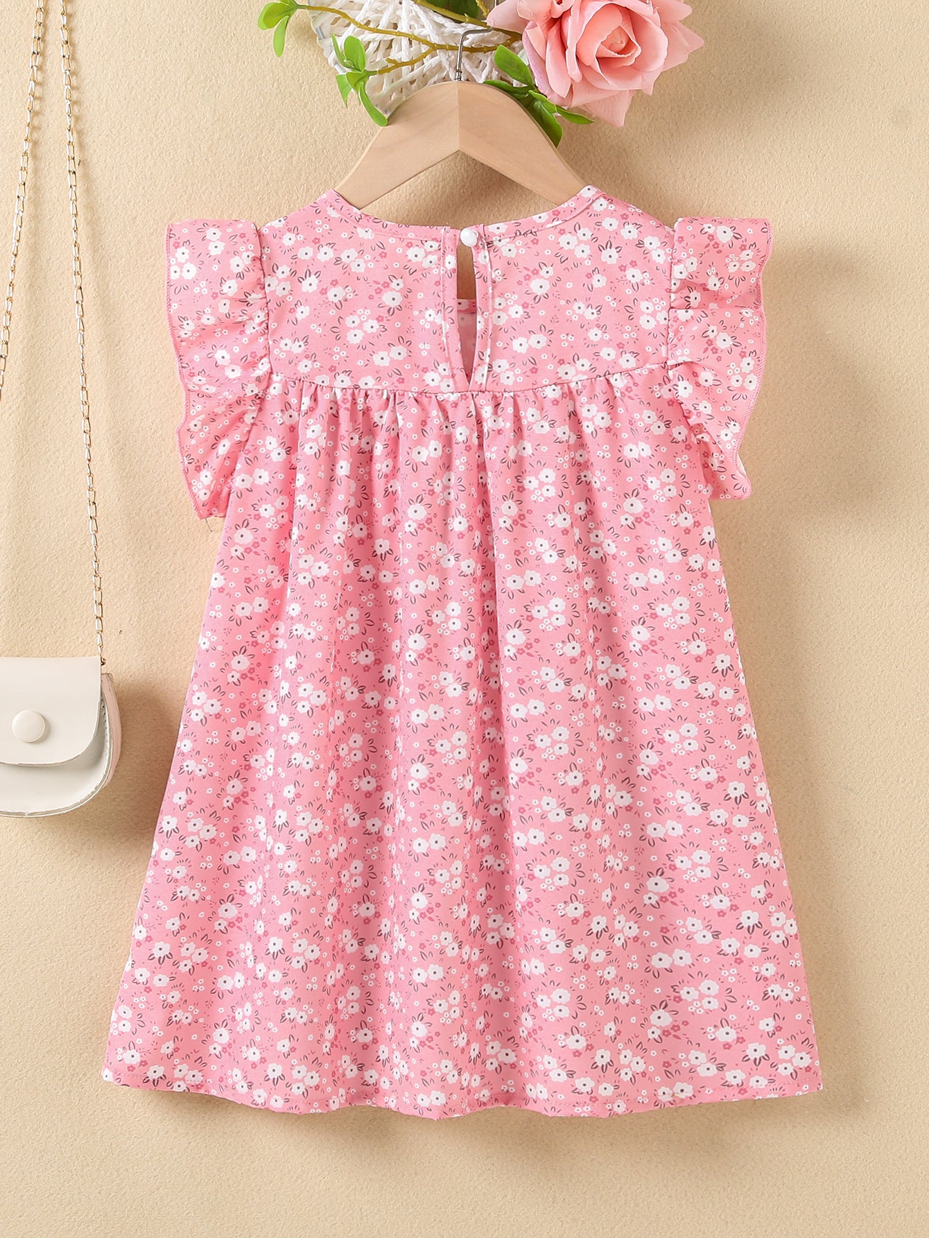Girls' Summer Floral Princess Sundress - Sleeveless, Easy-Care, Elegant Crew Neck with Flared Hem
