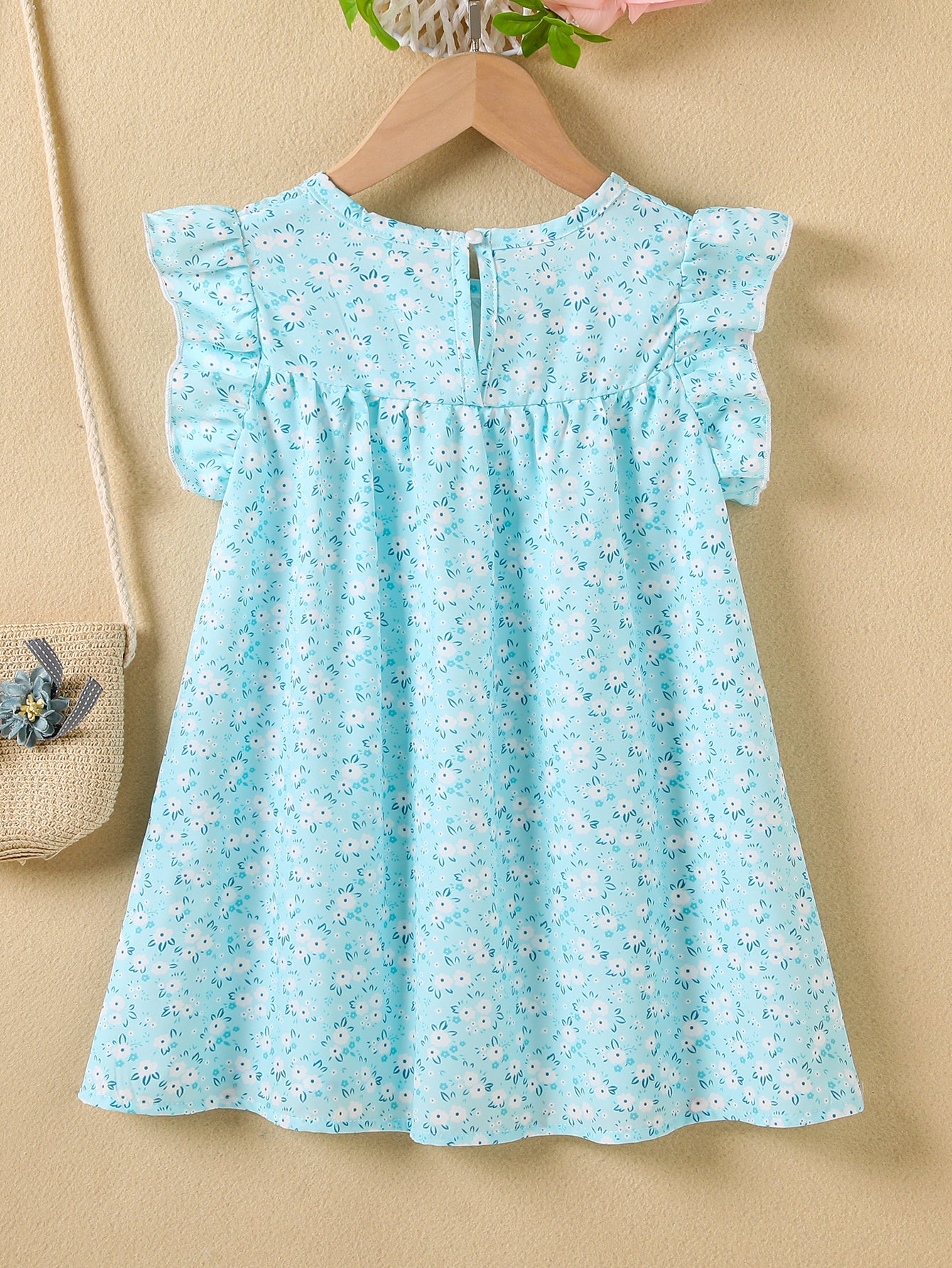 Girls' Summer Floral Princess Sundress - Sleeveless, Easy-Care, Elegant Crew Neck with Flared Hem