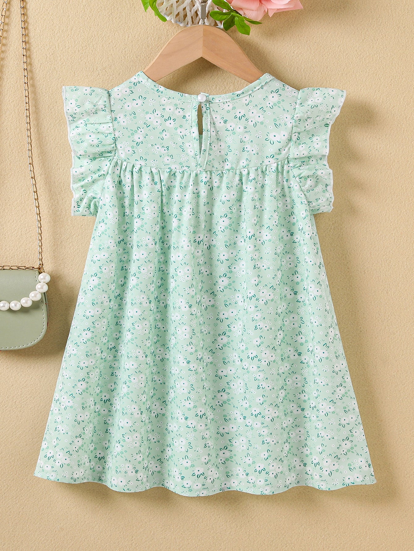 Girls' Summer Floral Princess Sundress - Sleeveless, Easy-Care, Elegant Crew Neck with Flared Hem