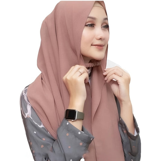 Solid Color Chiffon Scarf Women's Instant Hijab Long Shawl Scarf Lightweight Hair Sleeping Wrap