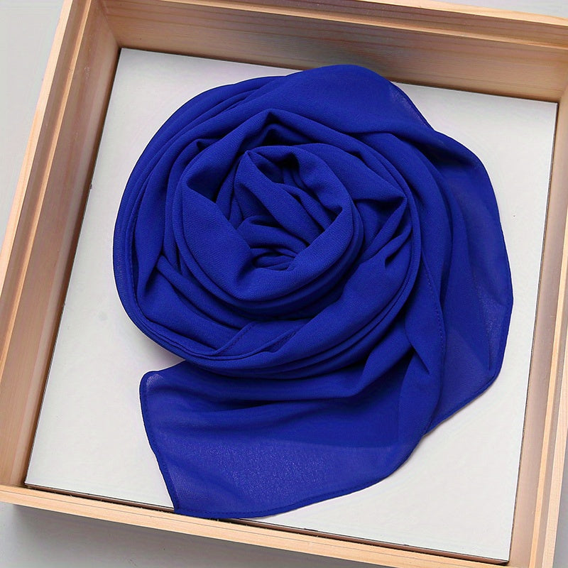 Solid Color Chiffon Scarf Women's Instant Hijab Long Shawl Scarf Lightweight Hair Sleeping Wrap