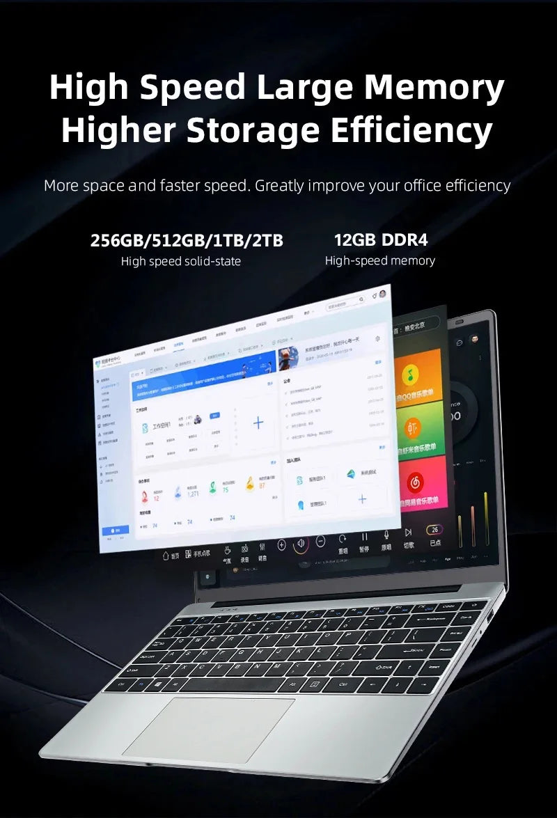 2025 New Laptop Computer Windows 11 12GB RAM 1TB SSD Intel Core i7 7500U 1920*1080 Resolution Laptop 14.1" Office Study Computer