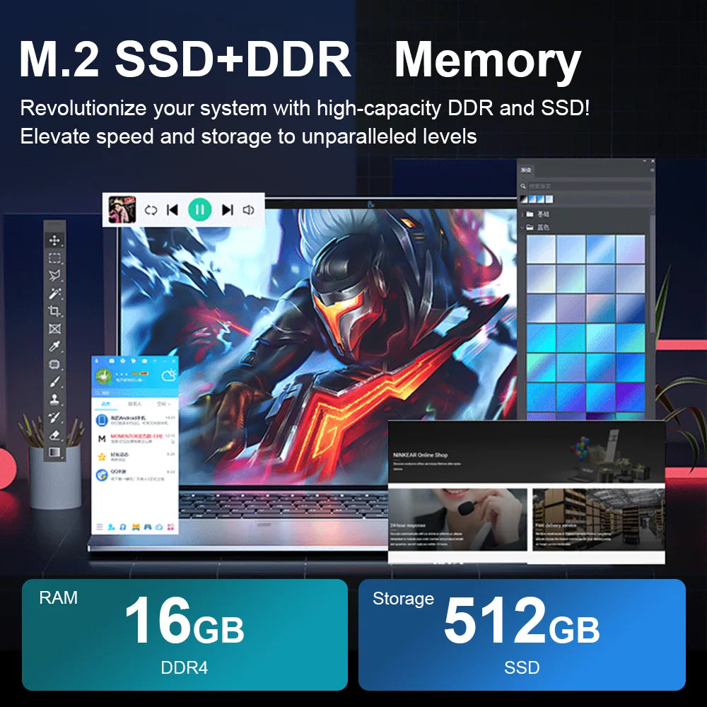 2025 全新 15.6 吋英特爾筆記型電腦 Windows 11 遊戲玩家超薄英特爾賽揚 N4000 16GB RAM 1TB 2TB SSD 辦公室學習電腦