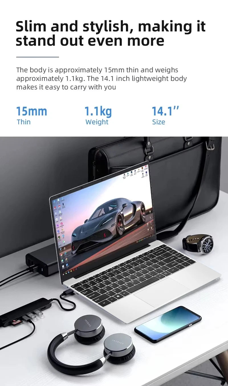 14.1" Inch Portable Computer Intel Core i7 7500U 12GB RAM 512GB 1TB 2TB SSD Laptop Windows 11 Notebook PC Office Study Gaming la