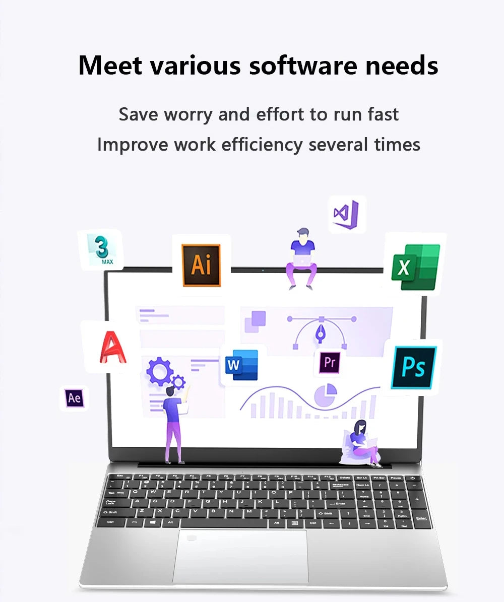 2025 New 15.6 inch Laptops Notebook Windows 11 Pro 1920*1080P Notebook Intel Core i7 8500Y 16GB RAM 1TB SSD Office Study Laptops