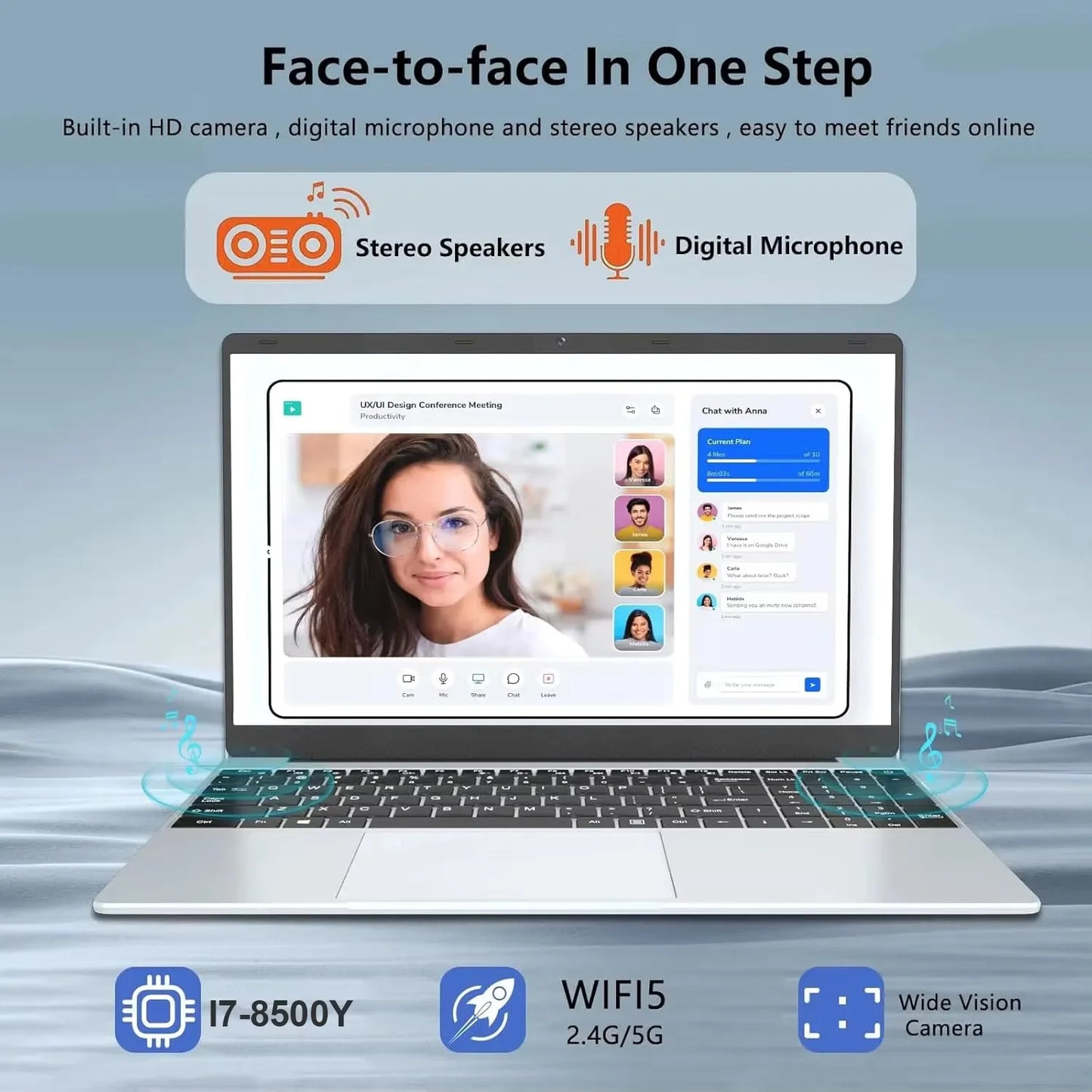 2025 New 15.6 inch Laptops Notebook Windows 11 Pro 1920*1080P Notebook Intel Core i7 8500Y 16GB RAM 1TB SSD Office Study Laptops