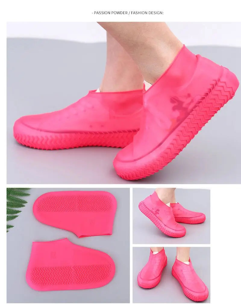1Pair Reusable Waterproof Rain Shoes Covers Slip-resistant Rubber Rain Boot Overshoes Outdoor Walking Shoes Accessories Dropship
