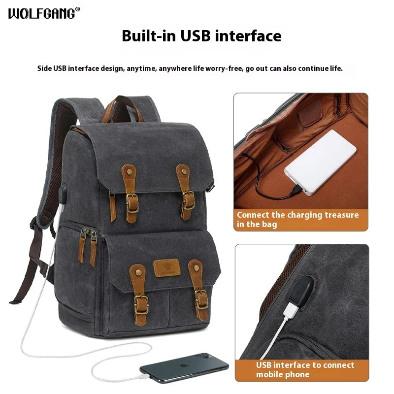 Wolfgang Professional Micro SLR Digital Camera Backpack Large Capacity Multi-Function Bag for Outdoor Travel Commuter-for Men