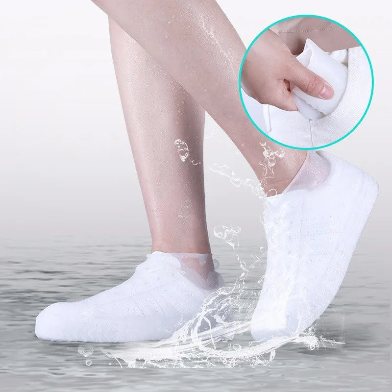 1Pair Reusable Waterproof Rain Shoes Covers Slip-resistant Rubber Rain Boot Overshoes Outdoor Walking Shoes Accessories Dropship
