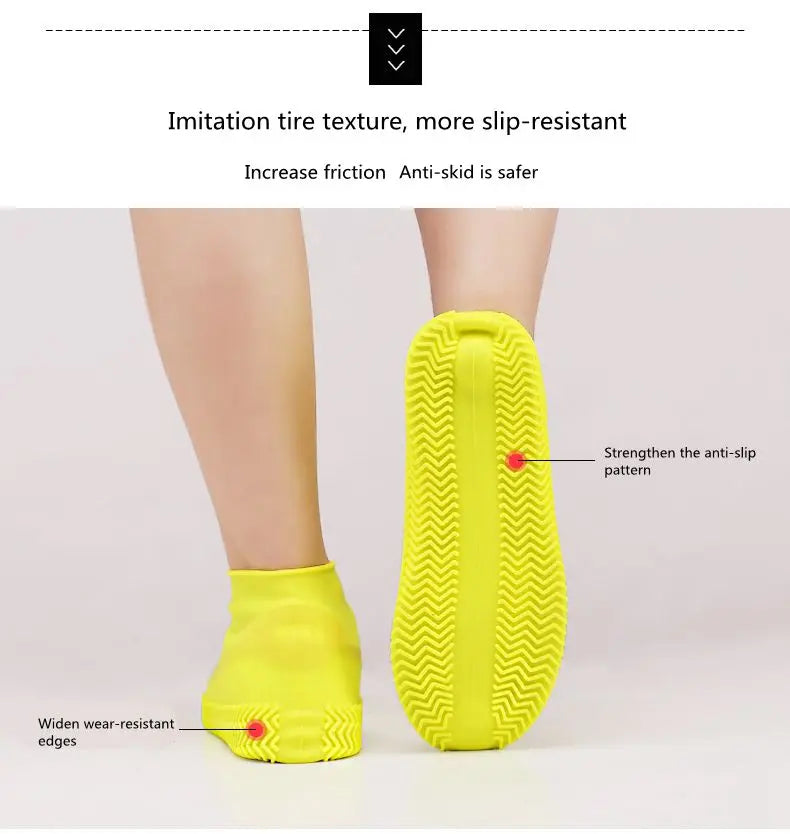1Pair Reusable Waterproof Rain Shoes Covers Slip-resistant Rubber Rain Boot Overshoes Outdoor Walking Shoes Accessories Dropship