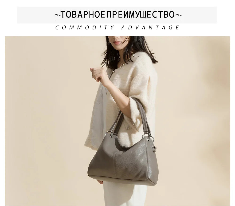 Zency Fashion Hobos 100% Genuine Leather Soft Skin Women Shoulder Bag Classic Black Elegant Lady Crossbody Purse Tote Handbag