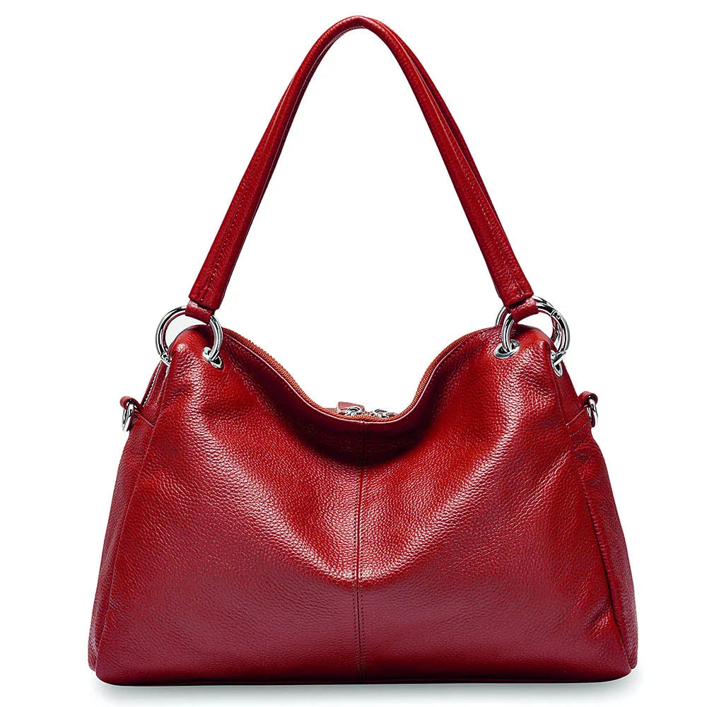 Zency Fashion Hobos 100% Genuine Leather Soft Skin Women Shoulder Bag Classic Black Elegant Lady Crossbody Purse Tote Handbag