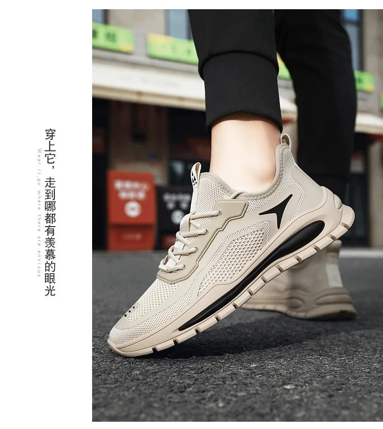 Men's Sports and Casual Shoes 2023 Summer New Lace up Running Shoes Fashion Korean Breathable Men's Shoes