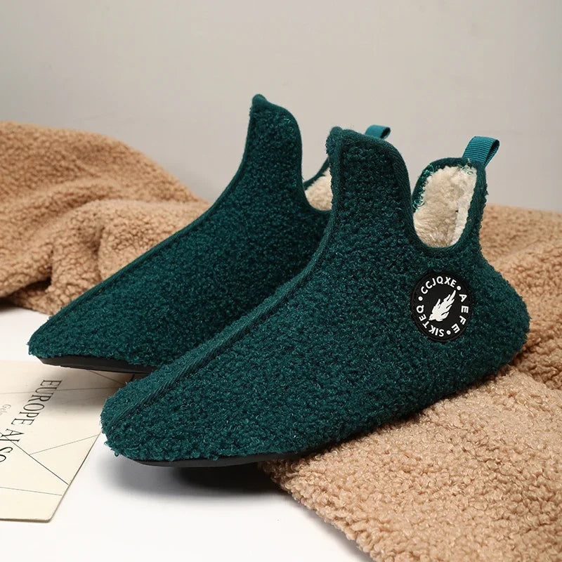 YRZL Winter Slippers Men Couple Slippers Non-slip Warm Women and Men Slipper Indoor Soft Shoes Comfortable Flat Home Cotton Shoe