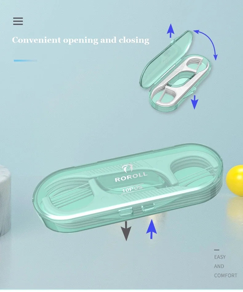 10 Pcs/box Portable Dental Floss Sticks Disposable Toothpicks Teeth Cleaning Tool Interdental Brush Oral Hygiene Care Flosser