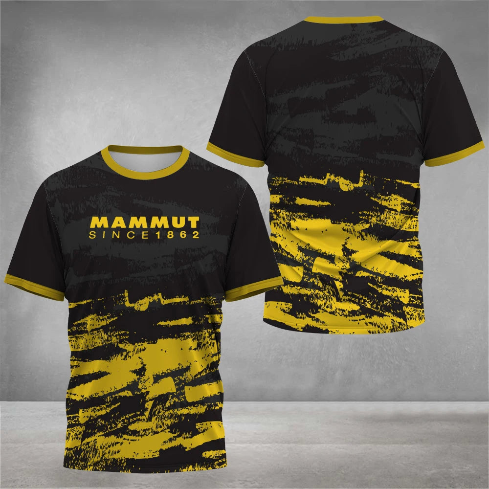 男士健行戶外T卹時尚3D印花設計T卹男用攀岩與越野跑露營漂移服裝