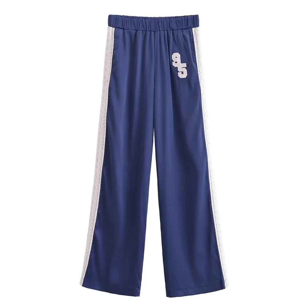 UNIZERA Women's Pants Set with Side Striped Jacket Elastic Waist Pants Spring Style New Pants Set