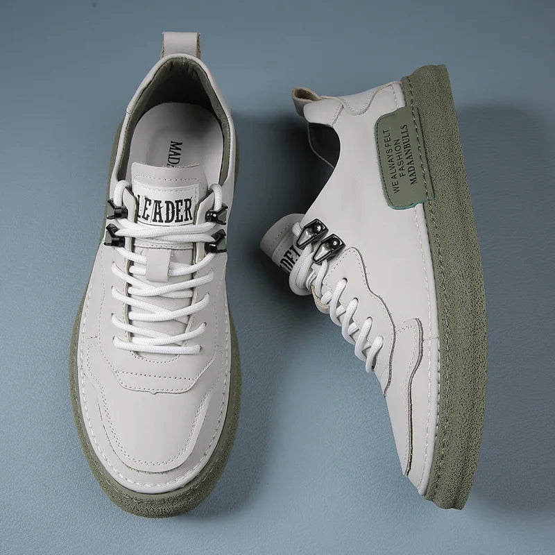 Men's Trend Casual Shoes Leather Shoes Black Sneakers Breathable Leisure Male Sneakers Non-slip Footwear Men Vulcanized Shoes