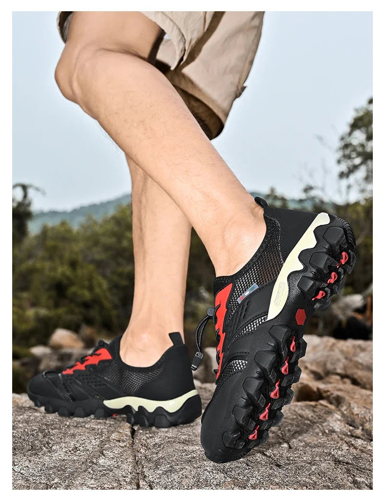 Summer Men's Hiking Shoes Mesh Breathable Sneakers Outdoor Light Men Trekking Trails Shoes Male All Day Walking Work Sneakers