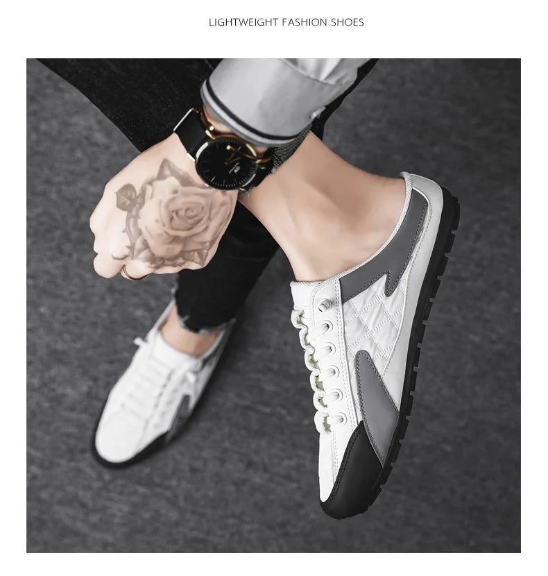 Trendy Half Slippers Flat Casual Shoes for Men Classic Summer Slippers Man's Flats Concise Men's Sneakers Slip-on Male Slippers