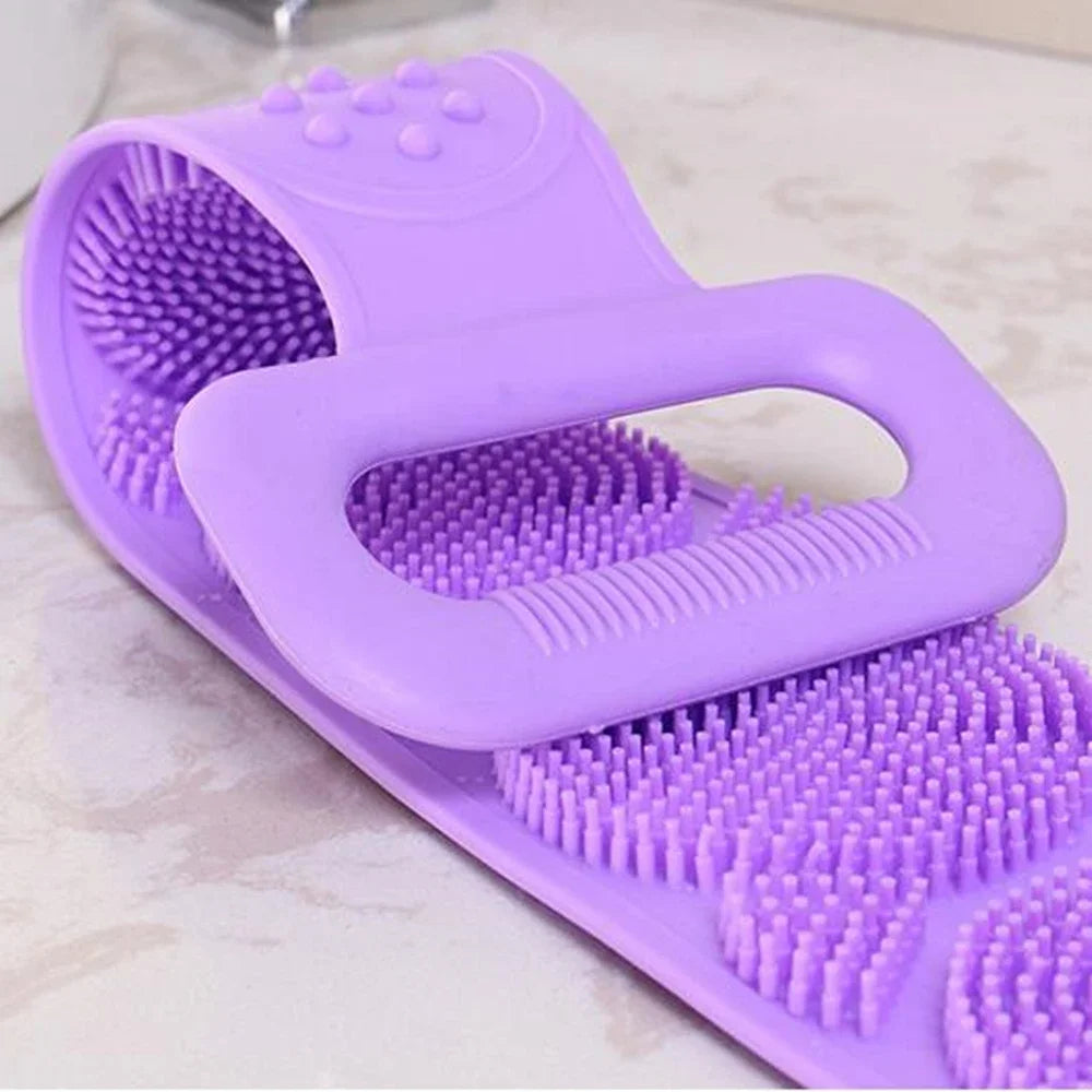 1pc Silicone Body Scrubber Exfoliating Massage Brush Bath Towel Shower Back Cleaning Tool Long Rubbing Back Body Clean Brush