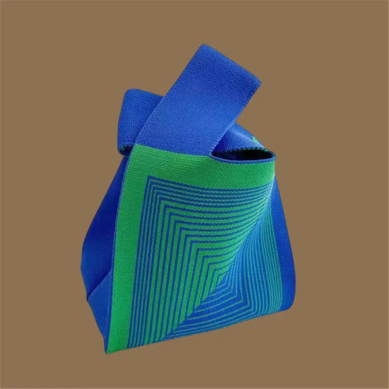 Women Handmade Knitted Small Handbag, Casual Wrist Bag, Student Reusable Shopper Mini Tote Bag, Suitable for Daily Use Outdoor