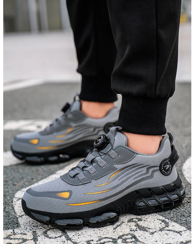 Rotating Button Safety Shoes Men Anti-smash Anti-puncture Work Shoes Fashion Men Safety Sport Shoes Security Protective BootsMen