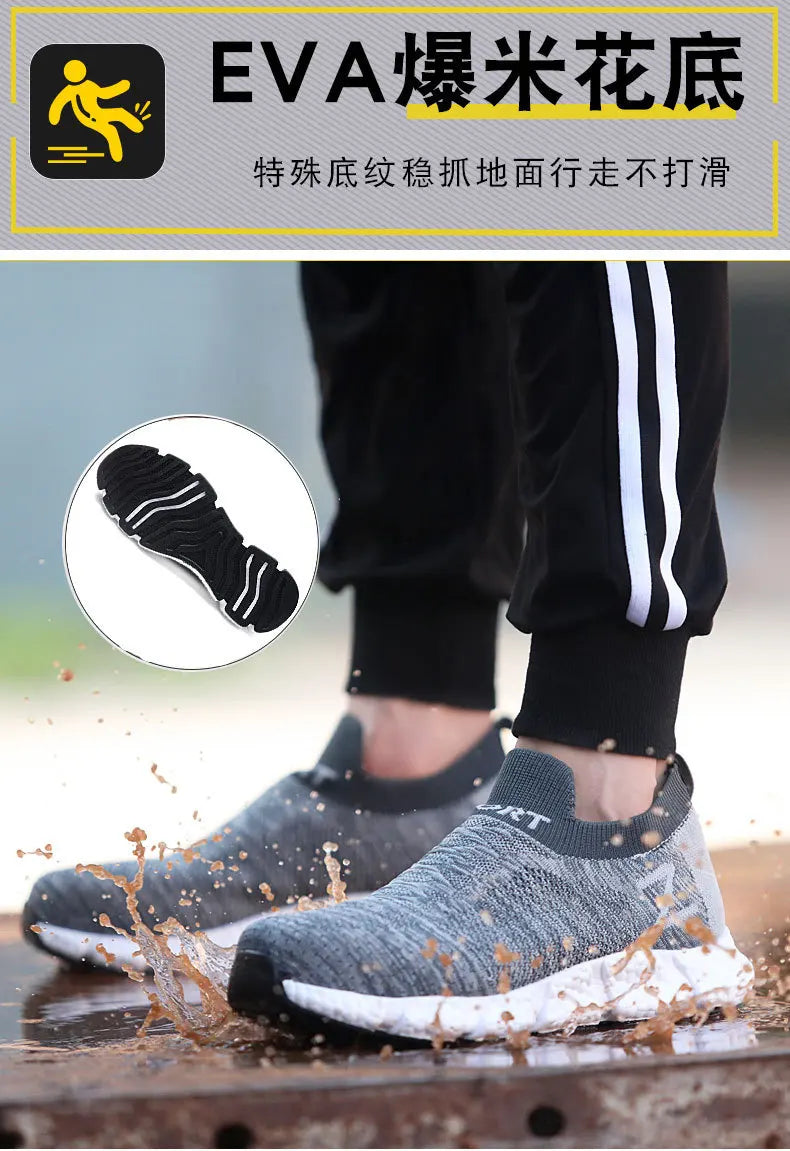 Size 36-46 Men Women Safety Work Boots Outdoor Hiking Shoes Air Mesh Sneaker Popcorn Sole Kevlar Insole Anti-smash Steel Toe Cap