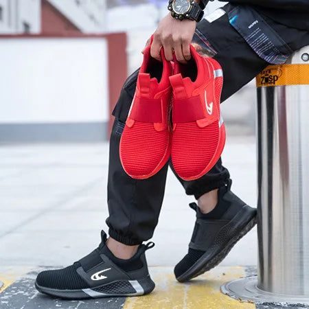 Steel Toe Men's Work Shoes Slip Resistant Lightweight Sole Tough Comfortable Shoes Man Safety Shoes Fashions Outdoor Sneaker