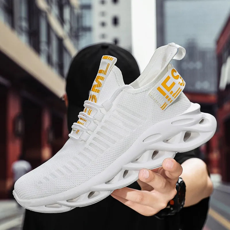 YRZL Men Shoes Comfortable Casual White Sneakers Breathable Platform Running Shoes for Men Mesh Tenis Sport Shoes for Men