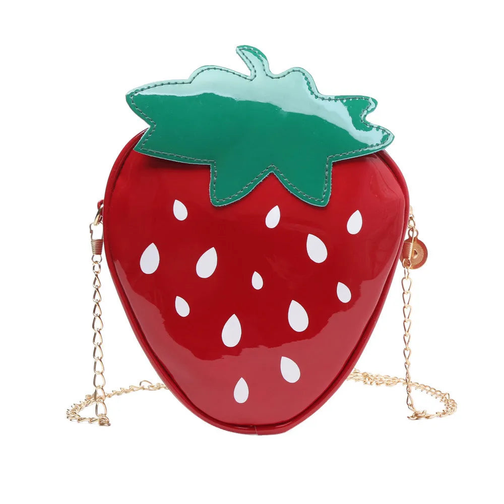 Women Chain Purse Shoulder Bag For Gift Fashion Cute Strawberry-Shaped Design Soft Leather Mini Crossbody Bag Causal Sweet Bags