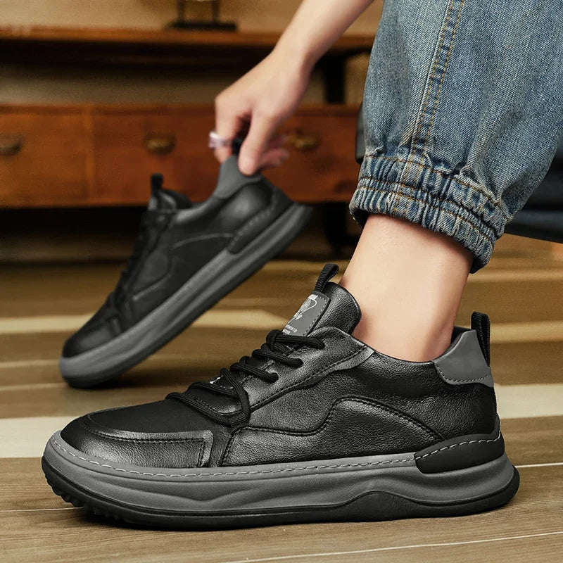 Men's Sneakers Leather Shoes Skateboard Sports and Leisure Shoes for Men Casual Soft and Comfortable Non-slip Wear-resistant