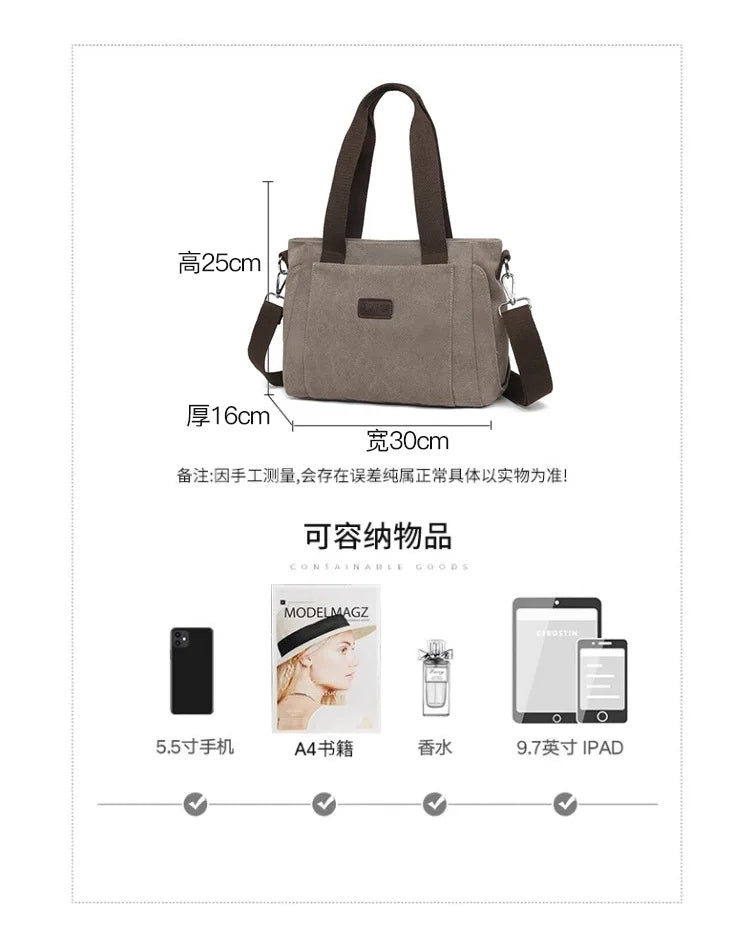Women Handbags Ladies Canvas Shopping Tote Bag Clutch Female Crossbody Bags