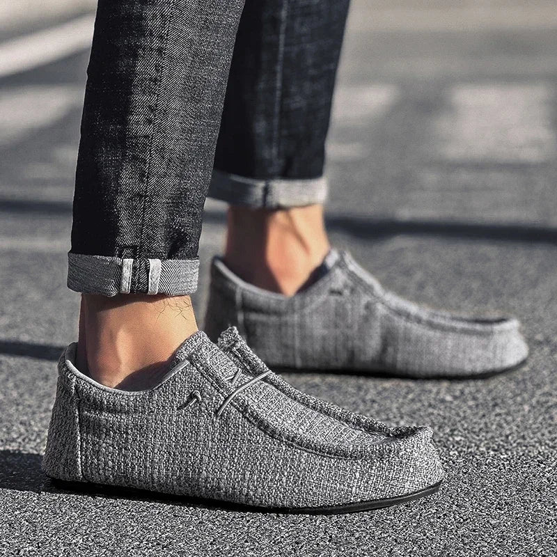 YRZL Summer Men's Canvas Boat Shoes Moccasins Casual Loafers Mens Slip-on Green Lightweight Breathable Comfortable Driving Shoe