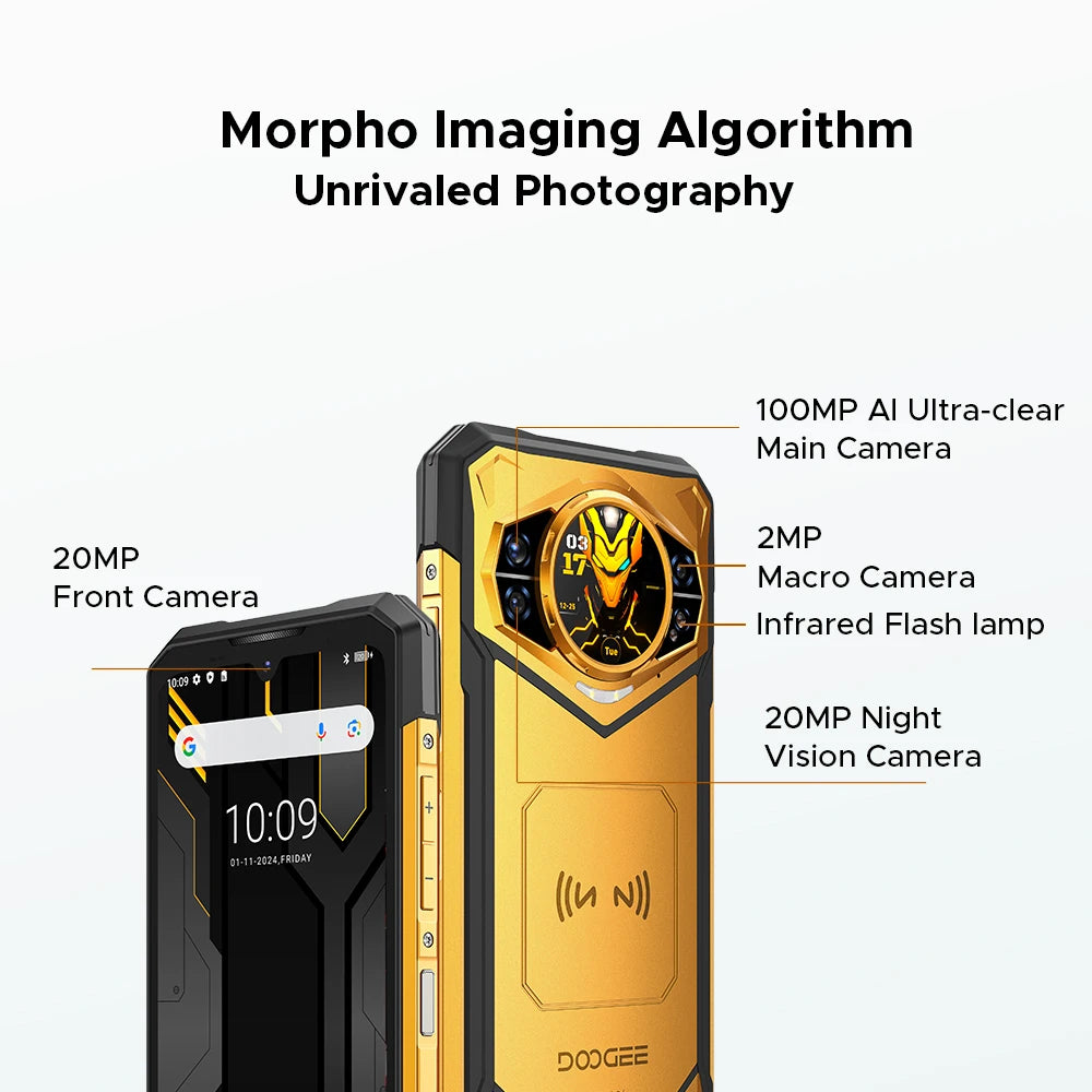 Doogee S200 X 5g Rugged Phone 12+512Gb Smartphone 6.72” Fhd+120Hz Ips Screen Dimensity 7050 10100Mah Battery Ai Mobilephones