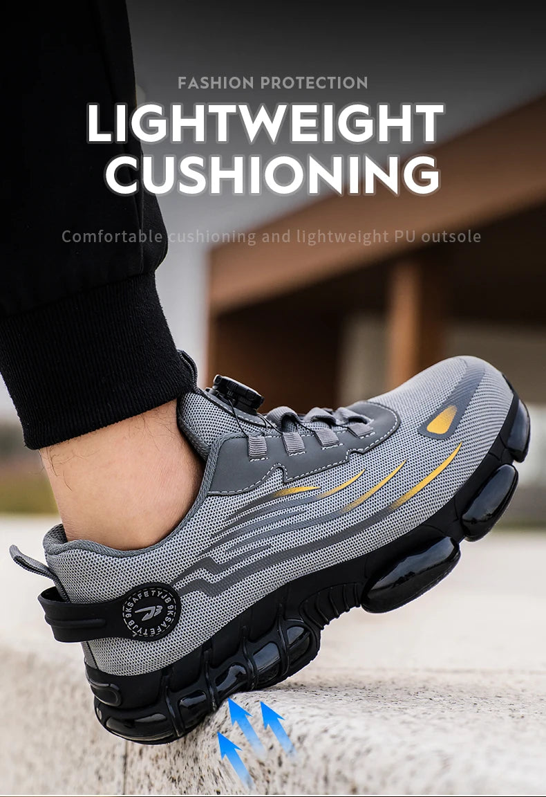 Rotating Button Safety Shoes Men Anti-smash Anti-puncture Work Shoes Fashion Men Safety Sport Shoes Security Protective BootsMen
