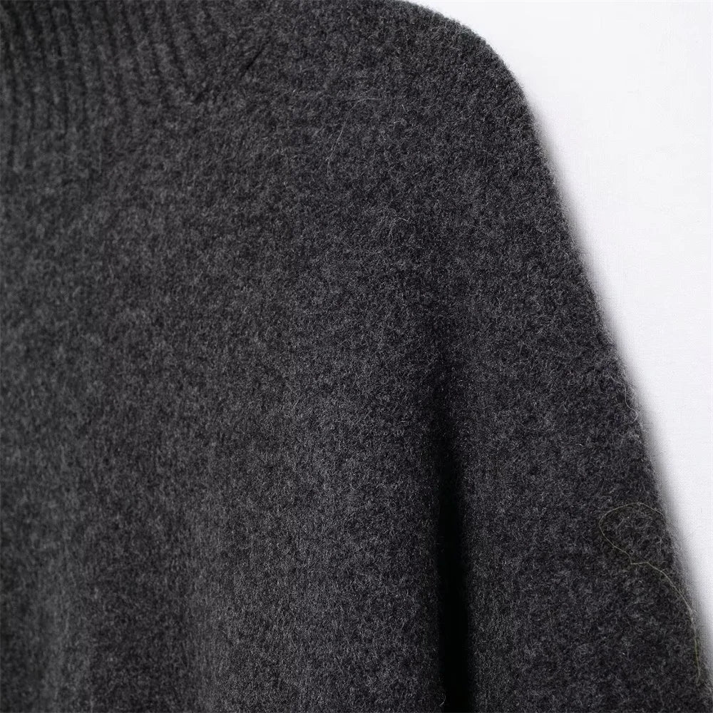 UNIZERA Women's Knitted Sweater Round Neck Long Sleeve Solid Color Autumn New Warm Sweater