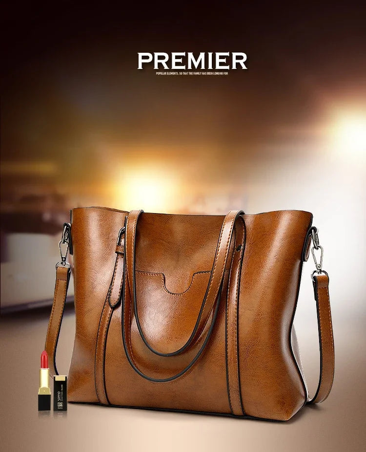 Shoulder Bags for Women Oil Wax Leather Handbag Tote Crossbody Bag Vintage Satchels Women Bags Designer Handbag High Quality