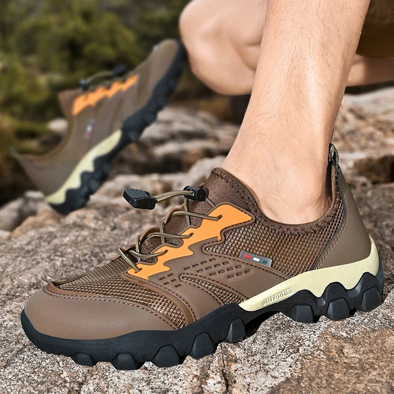 Summer Men's Hiking Shoes Mesh Breathable Sneakers Outdoor Light Men Trekking Trails Shoes Male All Day Walking Work Sneakers