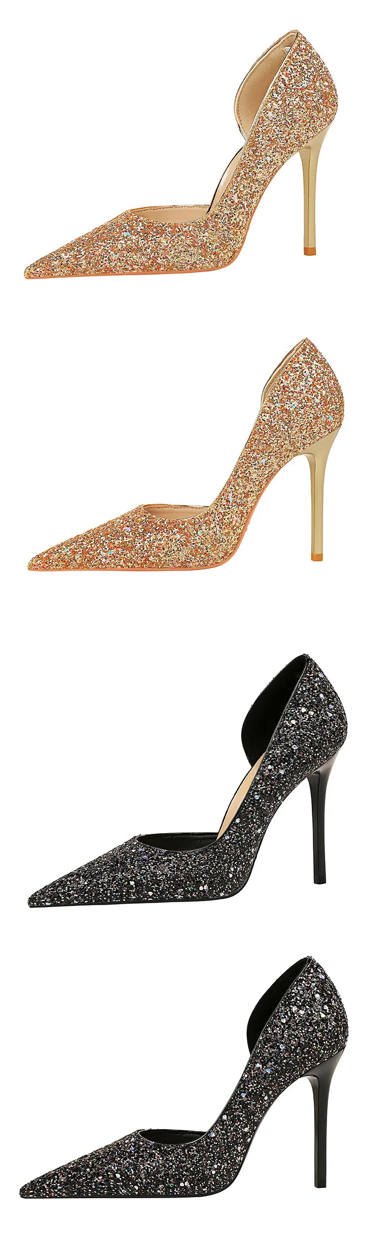 BIGTREE Women 7cm 11cm Super High Heels Blue Gold Pumps Sexy Sequins Bling Low Heels Lady Scarpins Luxury Stiletto Sparkly Shoes