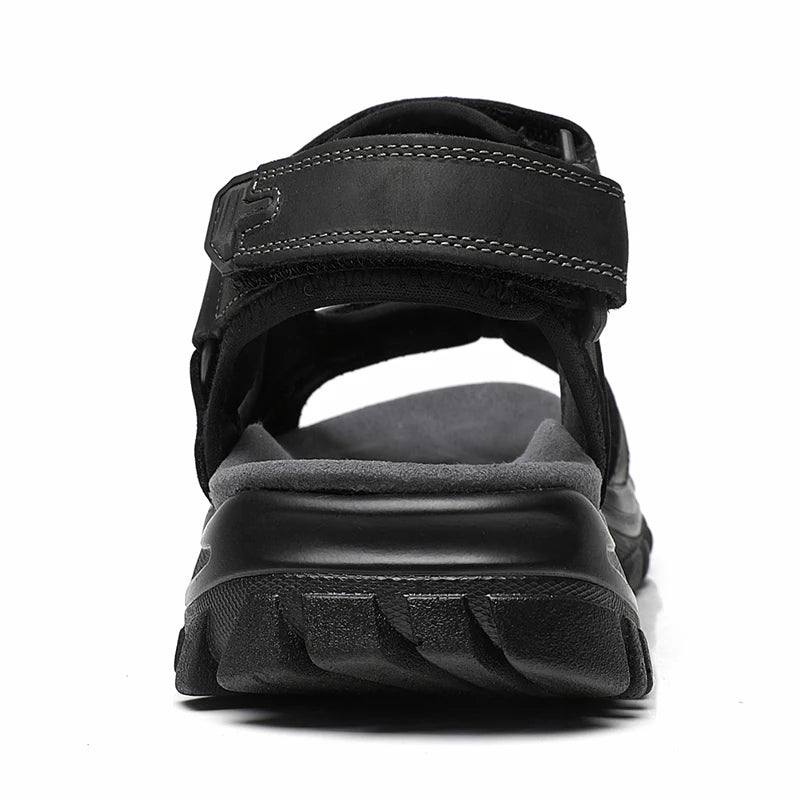 First-Layer Cowhide Men's Sports Sandals, Open-Toe Outdoor Non-Slip Sandals, Casual Men's Shoes, Outdoor Fashion Beach Shoes, Light and Comfortable, Can Be Worn by Men and Women, Suitable for Outdoor Hiking, Travel, Wo