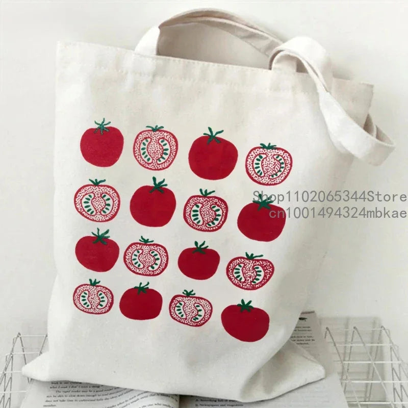 Vintage Radish Canvas Tote Bag Women Gardening Lover Beach Shoulder Bag Funny Phytology Travel Shopping Bags Plant Style Handbag