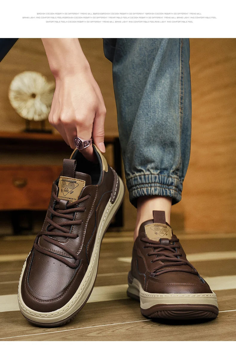 Men's Sneakers Leather Shoes Skateboard Sports and Leisure Shoes for Men Casual Soft and Comfortable Non-slip Wear-resistant