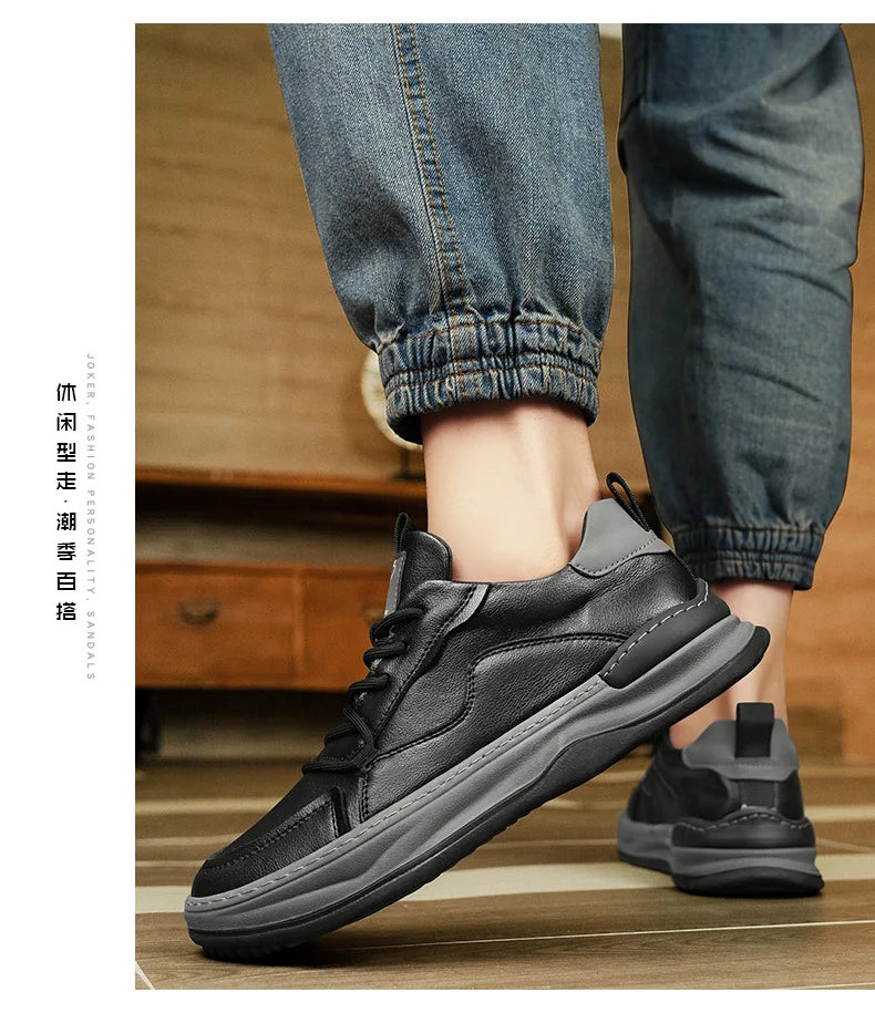 Men's Sneakers Leather Shoes Skateboard Sports and Leisure Shoes for Men Casual Soft and Comfortable Non-slip Wear-resistant