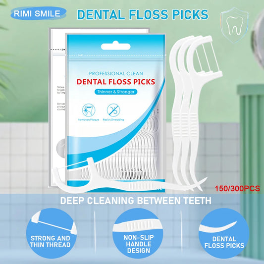 150/300pcs Dental Floss Picks Toothpicks With Thread fil dentairehilo dental flosser Tooth Threads Teeth Cleaning Oral health