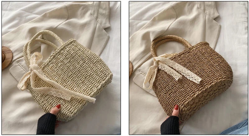 Women Handbags Straw Rattan Woven Crossbody Bag Summer Bohemia Beach Tassel Design Basket Bag Fashion Shoulder Messenger Bag