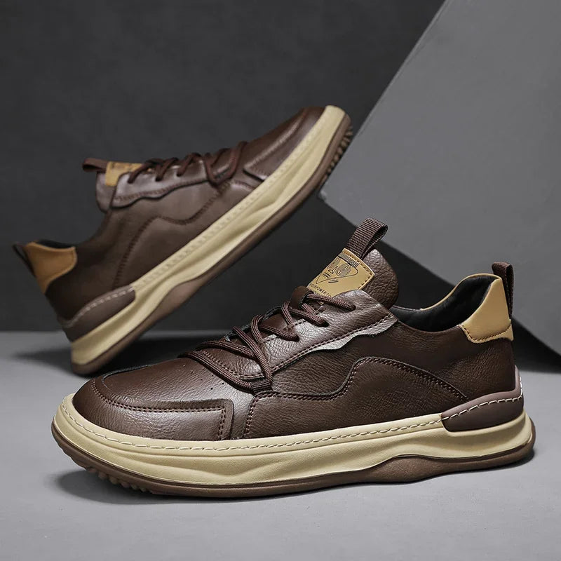 Men's Sneakers Leather Shoes Skateboard Sports and Leisure Shoes for Men Casual Soft and Comfortable Non-slip Wear-resistant