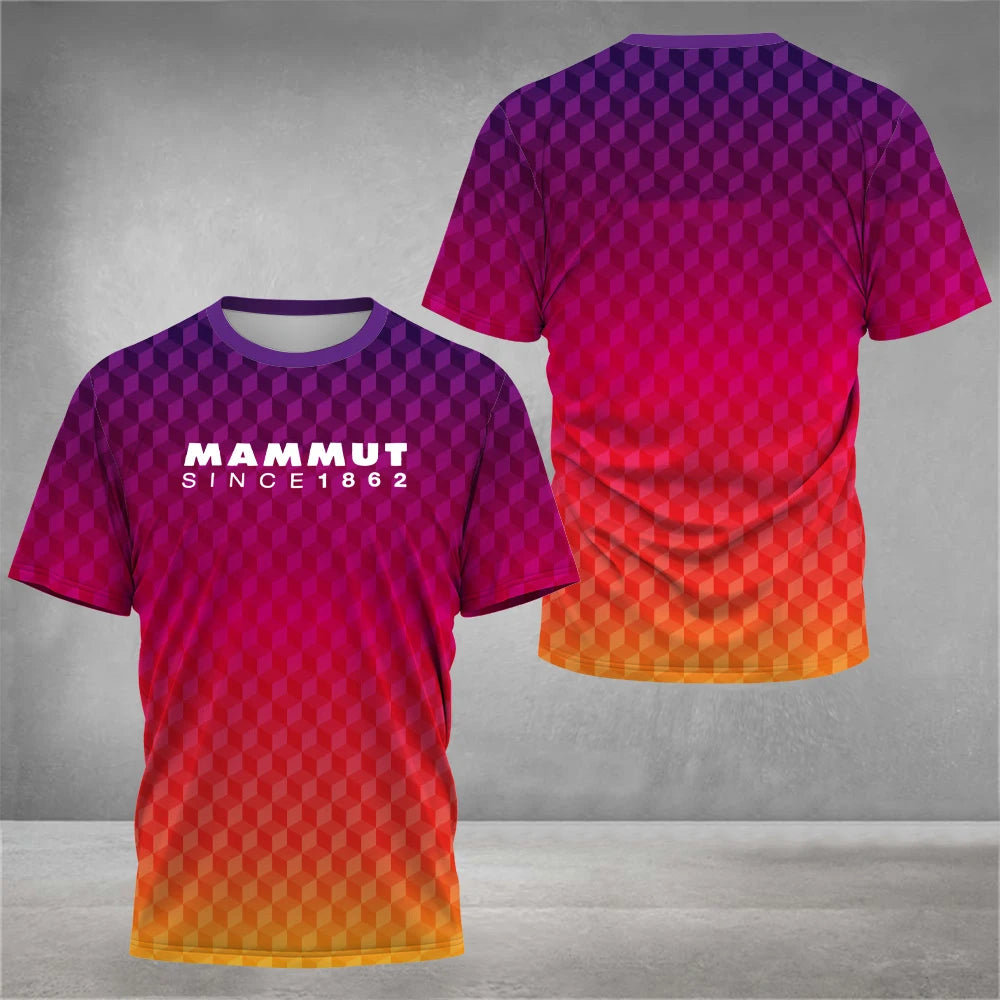 男士健行戶外T卹時尚3D印花設計T卹男用攀岩與越野跑露營漂移服裝