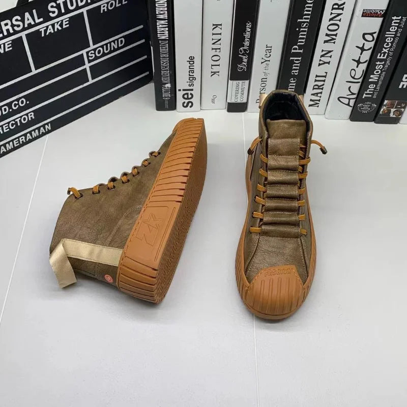 2025 Autumn and Winter Men Boots Increased Boots Lace-up Casual Shoes Board Shoes High Quality Outdoor Boot British Style New